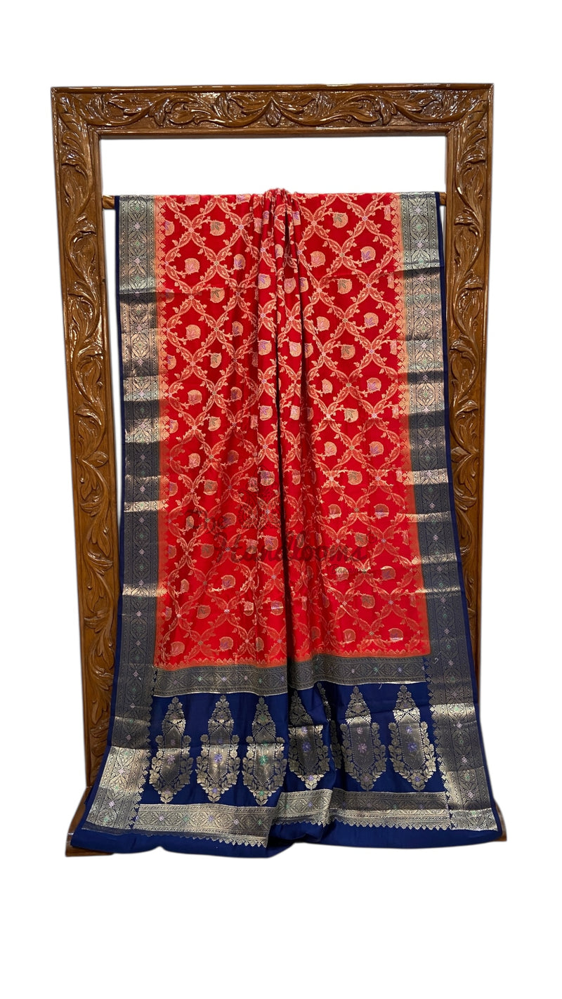 Pure Chiniya Silk Handloom Banarasi Saree - The Handlooms