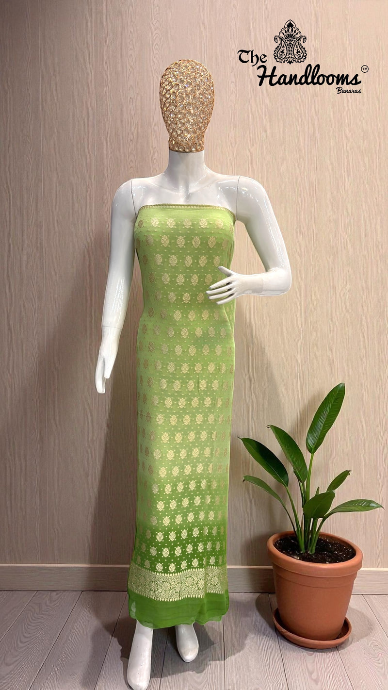 Khaddi Georgette Banarasi Dress material Water Zari - The Handlooms