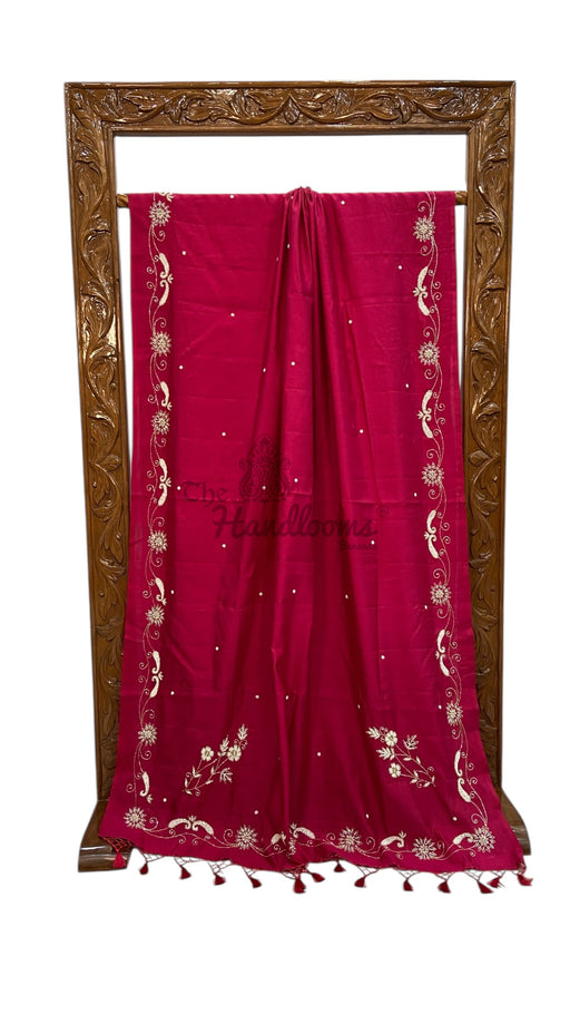 Pure Moonga Georgette Handloom Banarasi Saree With Handwork - The Handlooms