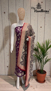 Khaddi Georgette Banarasi Dress Material Water Zari - The Handlooms