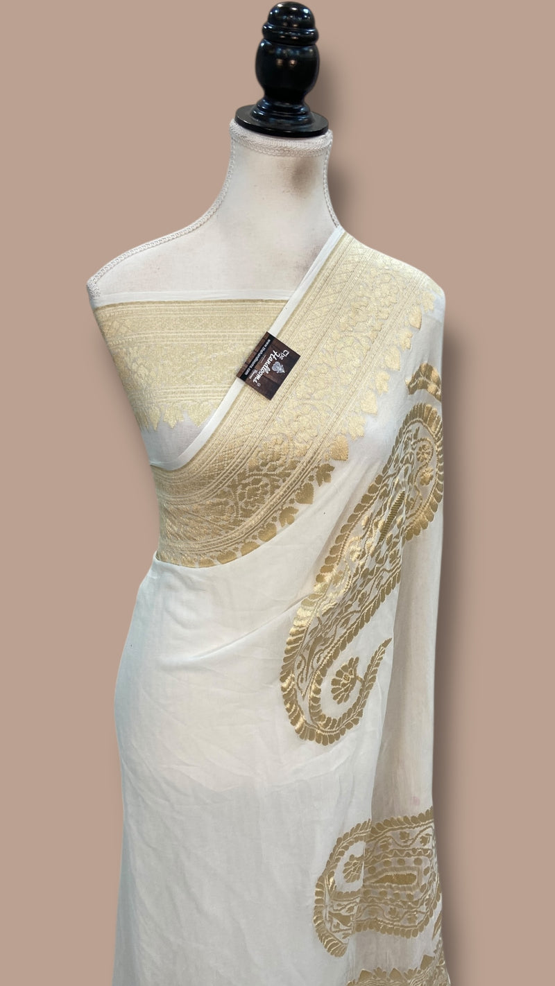 Khaddi Georgette Handloom Banarasi Saree