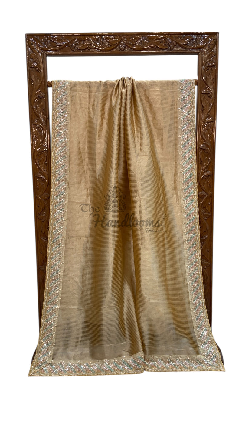 Pure Kora Tissue Handloom Banarasi Saree With Lace