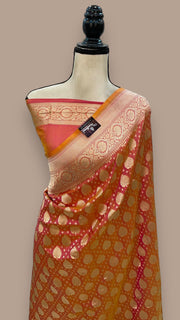 Pure Katan Silk Banarasi Handloom Saree - All over Jaal work - The Handlooms
