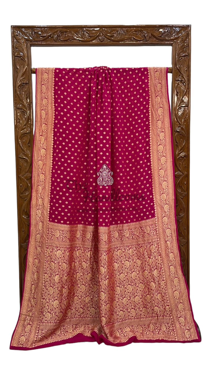 Pure Khaddi Georgette Banarasi Saree -  Gold zari - The Handlooms
