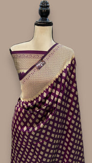 Pure Katan Silk Banarasi Handloom Saree - All Over Jaal Work - The Handlooms