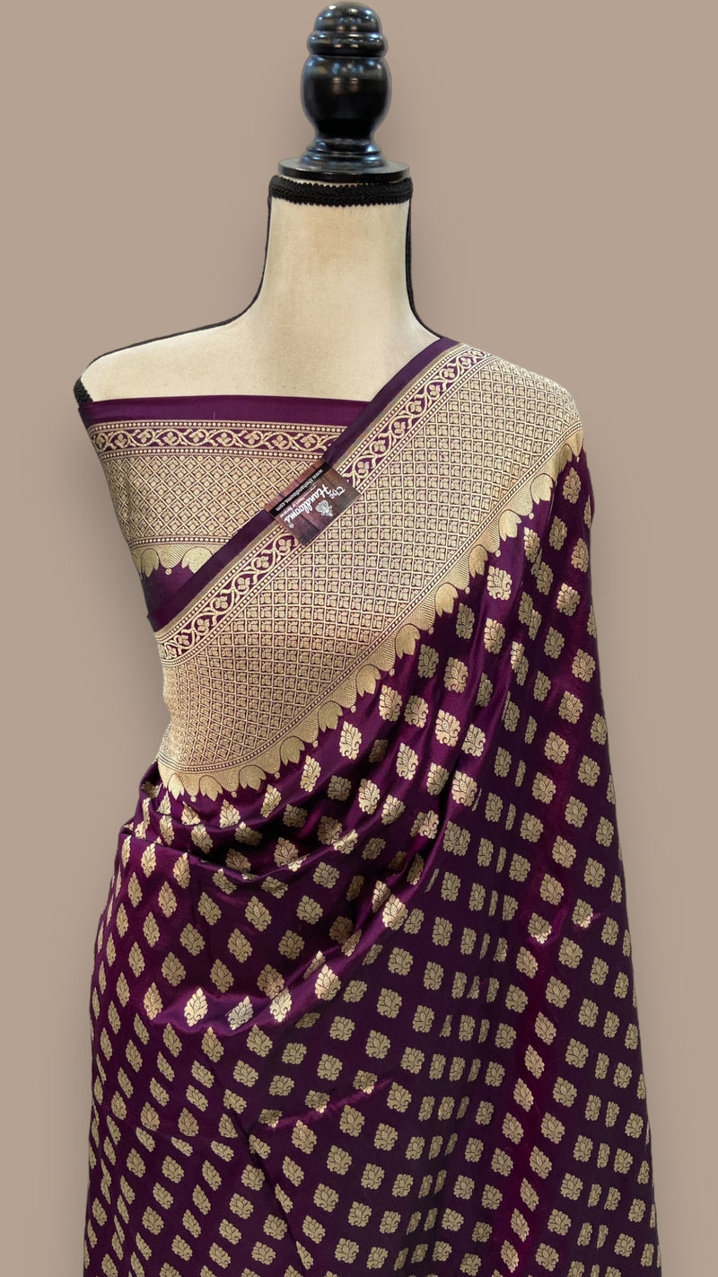 Pure Katan Silk Banarasi Handloom Saree - All Over Jaal Work - The Handlooms