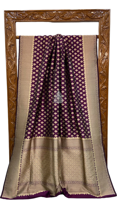 Pure Katan Silk Banarasi Handloom Saree - All Over Jaal Work