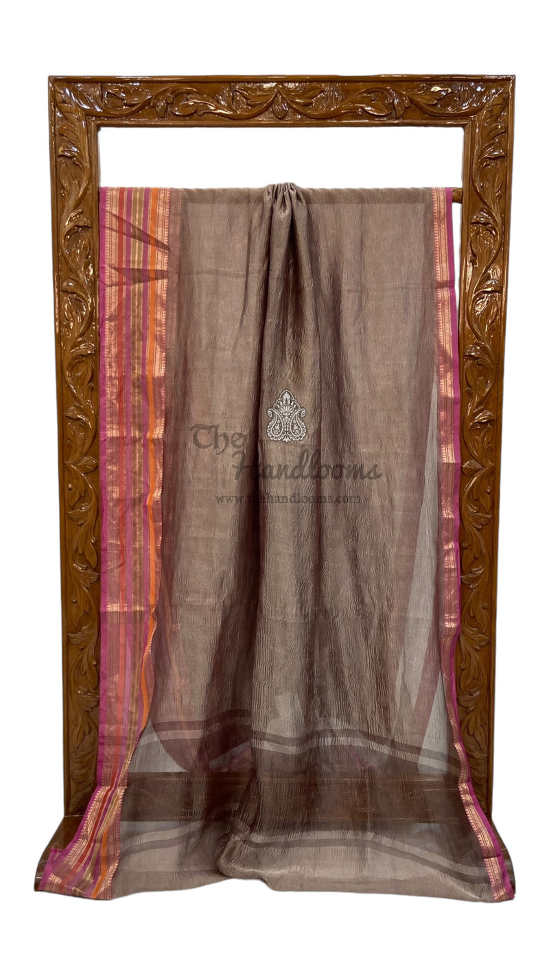 Pure Kora Tissue Crush Handloom Banarasi Saree - The Handlooms