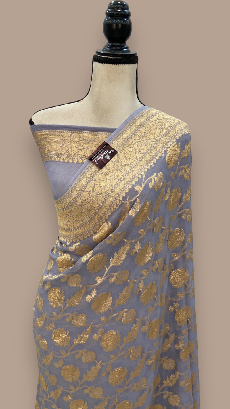 Khaddi Georgette Banarasi Saree - Gold zari - The Handlooms