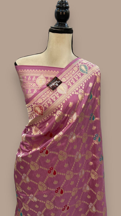 Pure Katan Silk Banarasi Handloom Saree - All over Jaal work - With Meenakari