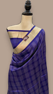 Navy Blue Pure Mango Silk Banarasi Handloom Saree - The Handlooms