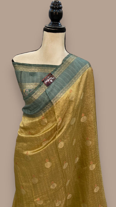 Pure Mango Silk Banarasi Handloom Reshmi Zari Saree With Digital Print