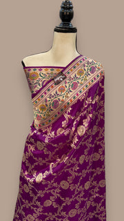 Pure Katan Silk Banarasi Handloom Saree - All over Jaal work - With Meenakari - The Handlooms