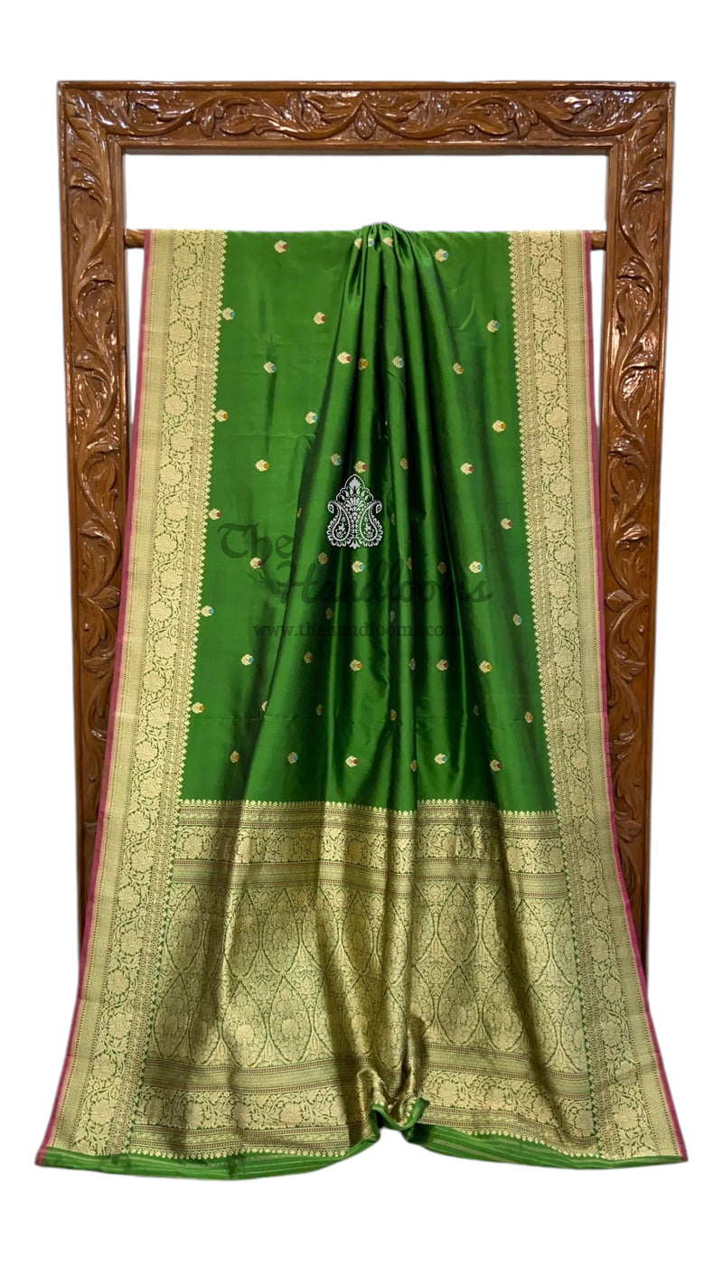 Pure Katan Silk Banarasi Handloom Saree - All over Kadua motifs With Meenakari - The Handlooms