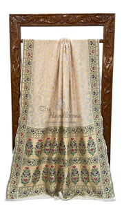 Pure Georgette Banarasi Handloom Saree - with meenakari work Gold Zari - The Handlooms