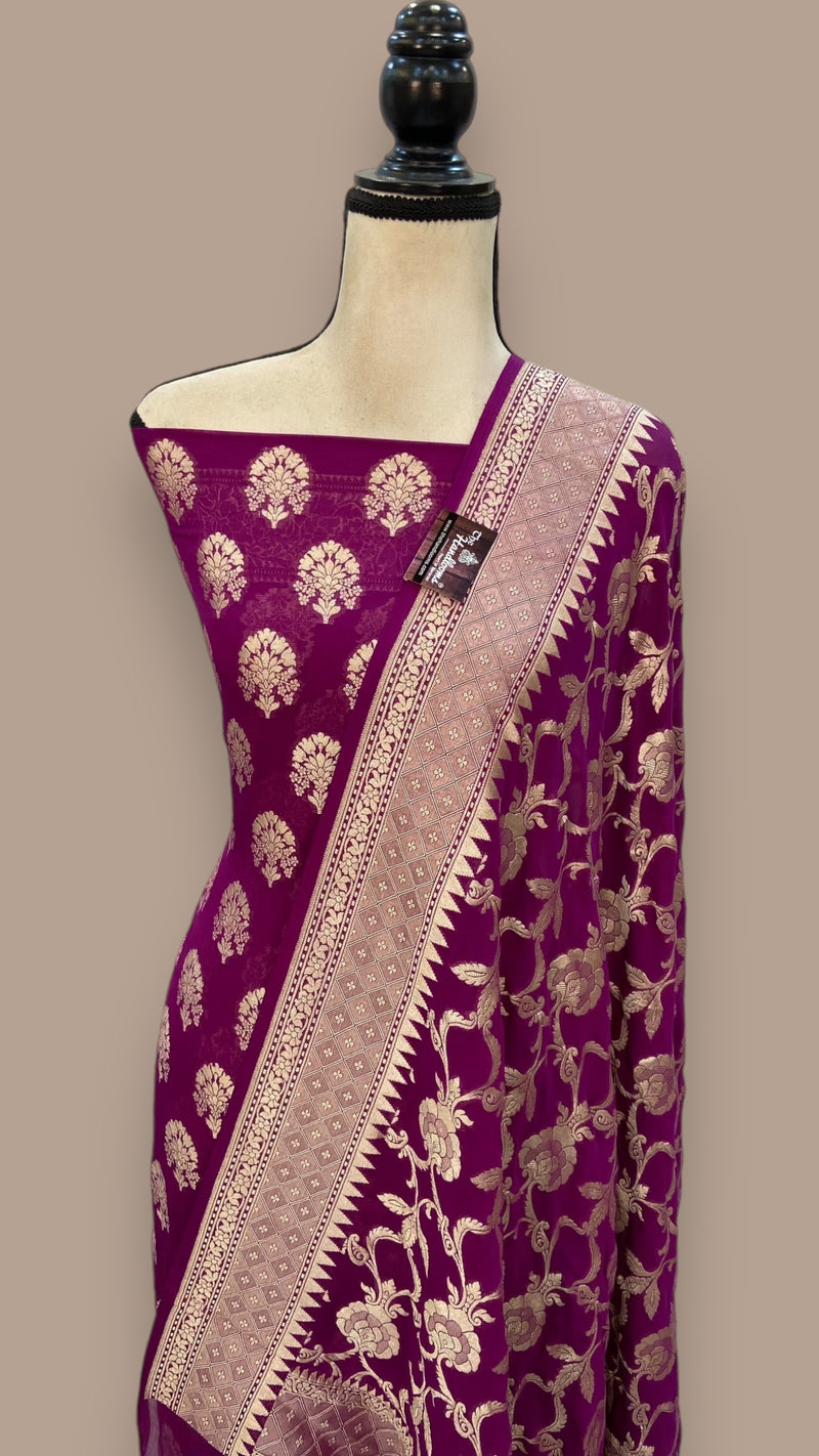 Khaddi Georgette Banarasi Dress material - The Handlooms