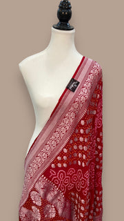 Pure Georgette Banarasi Bandhej Handloom Dupatta - The Handlooms