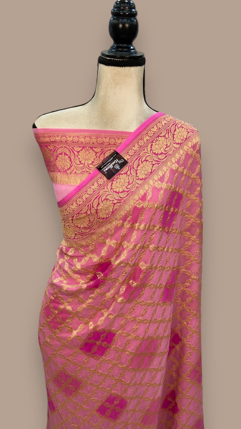 Pure Khaddi Georgette Banarasi Saree -  Gold zari - The Handlooms