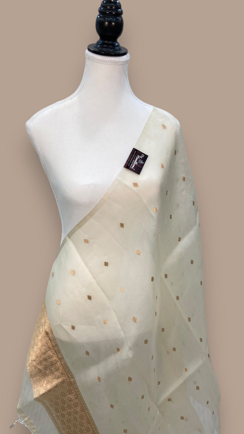 Pure kora Banarasi Handloom Dupatta - The Handlooms