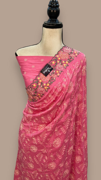 Moonga Georgette Handloom Banarasi Saree With Chikankari