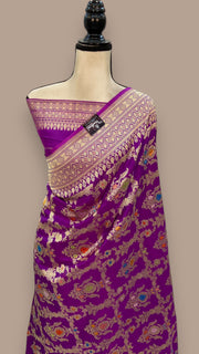 Ektara Pure Katan Silk Banarasi Handloom Saree - All over kadiyal Jaal work - The Handlooms