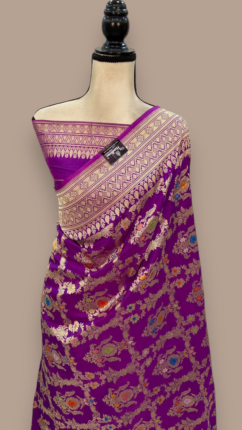 Ektara Pure Katan Silk Banarasi Handloom Saree - All over kadiyal Jaal work - The Handlooms
