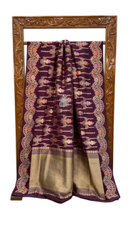 Ektara Pure Katan Silk Banarasi Handloom Saree - All over kadiyal Jaal work - The Handlooms