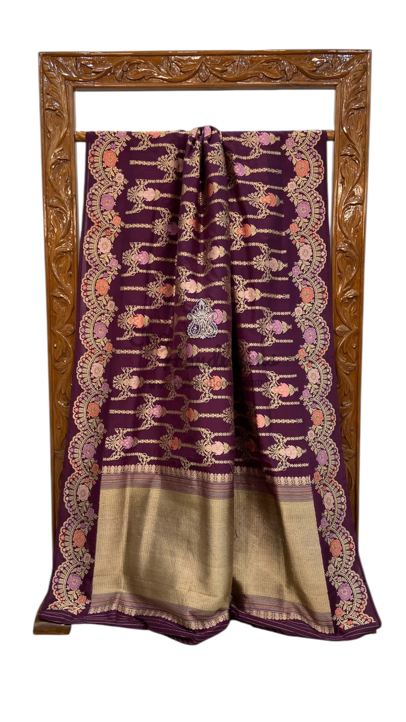 Ektara Pure Katan Silk Banarasi Handloom Saree - All over kadiyal Jaal work - The Handlooms