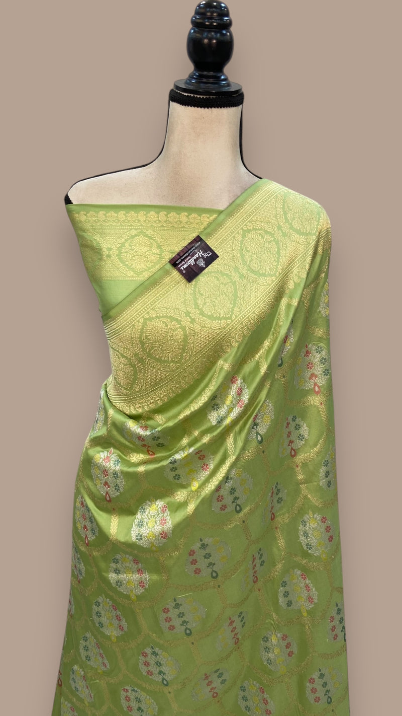 Ektara Pure Katan Silk Banarasi Handloom Saree - All over kadiyal Jaal work - The Handlooms