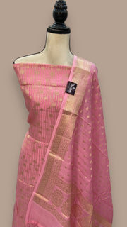 Pure Chanderi Cotton Banarasi Dress material - The Handlooms
