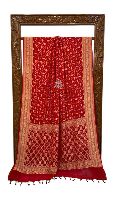 Pure Georgette Banarasi Bandhej Handloom Saree