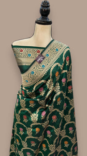 Pure Katan Silk Banarasi Handloom Saree - All over Jaal work with Meenakari - The Handlooms