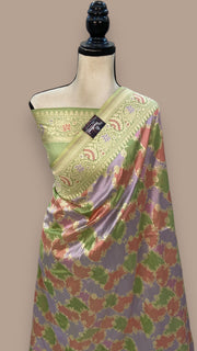Pure Katan Silk Banarasi Handloom Saree - All over Jaal work - With Meenakari - The Handlooms