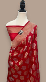 Raveena Tandon Pure Katan Silk Banarasi Handloom Saree -All over Sona Roopa Buta work - The Handlooms