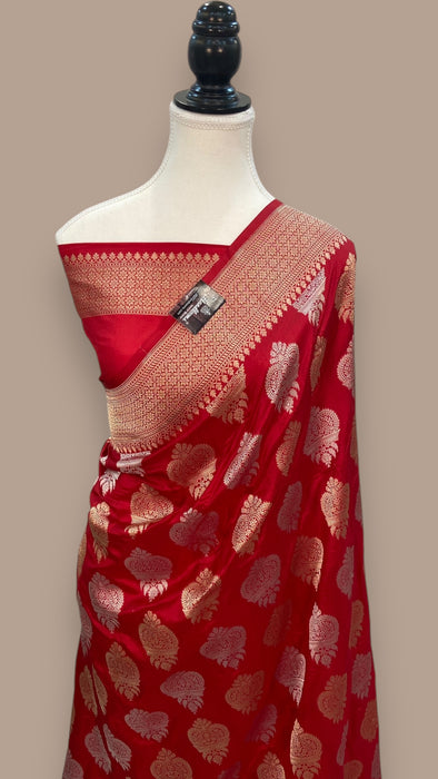 Pure Katan Silk Banarasi Handloom Saree - All over Jaal work - With Meenakari