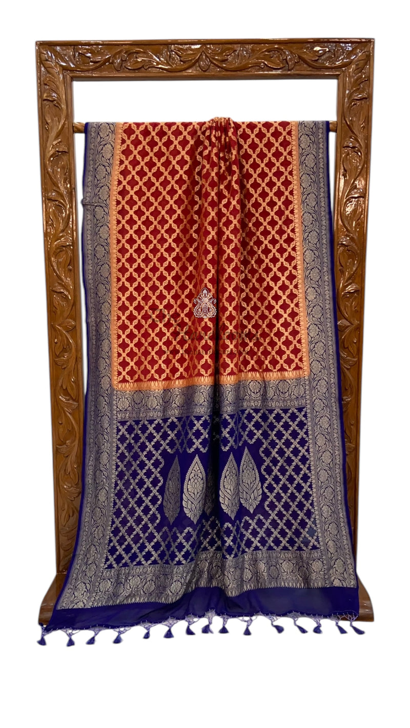 Pure Khaddi Georgette Banarasi Saree -  Gold zari - The Handlooms