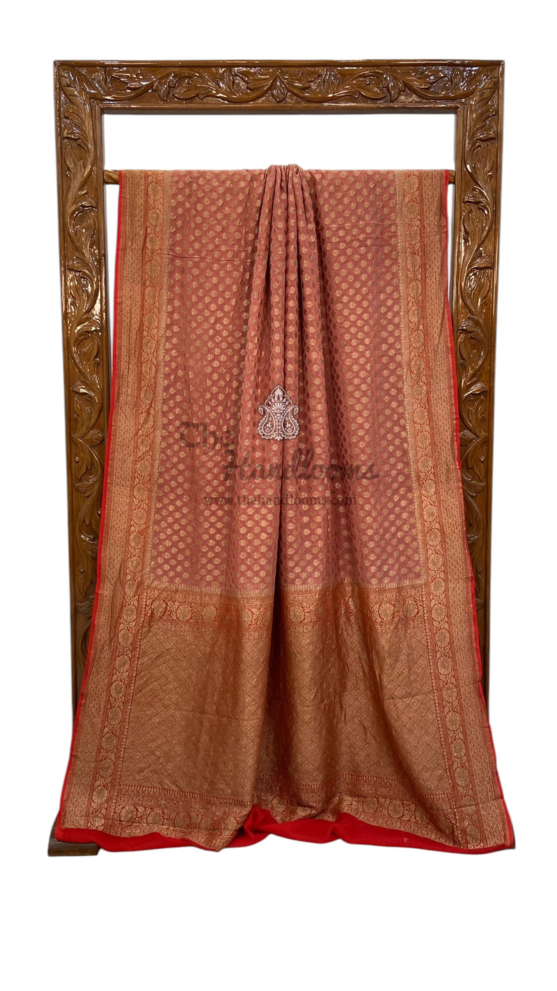 Khaddi Georgette Handloom Banarasi Saree -  Antique zari - The Handlooms