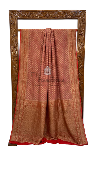 Khaddi Georgette Handloom Banarasi Saree -  Antique zari