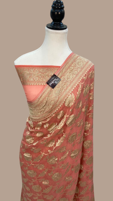 Khaddi Georgette Handloom Banarasi Saree