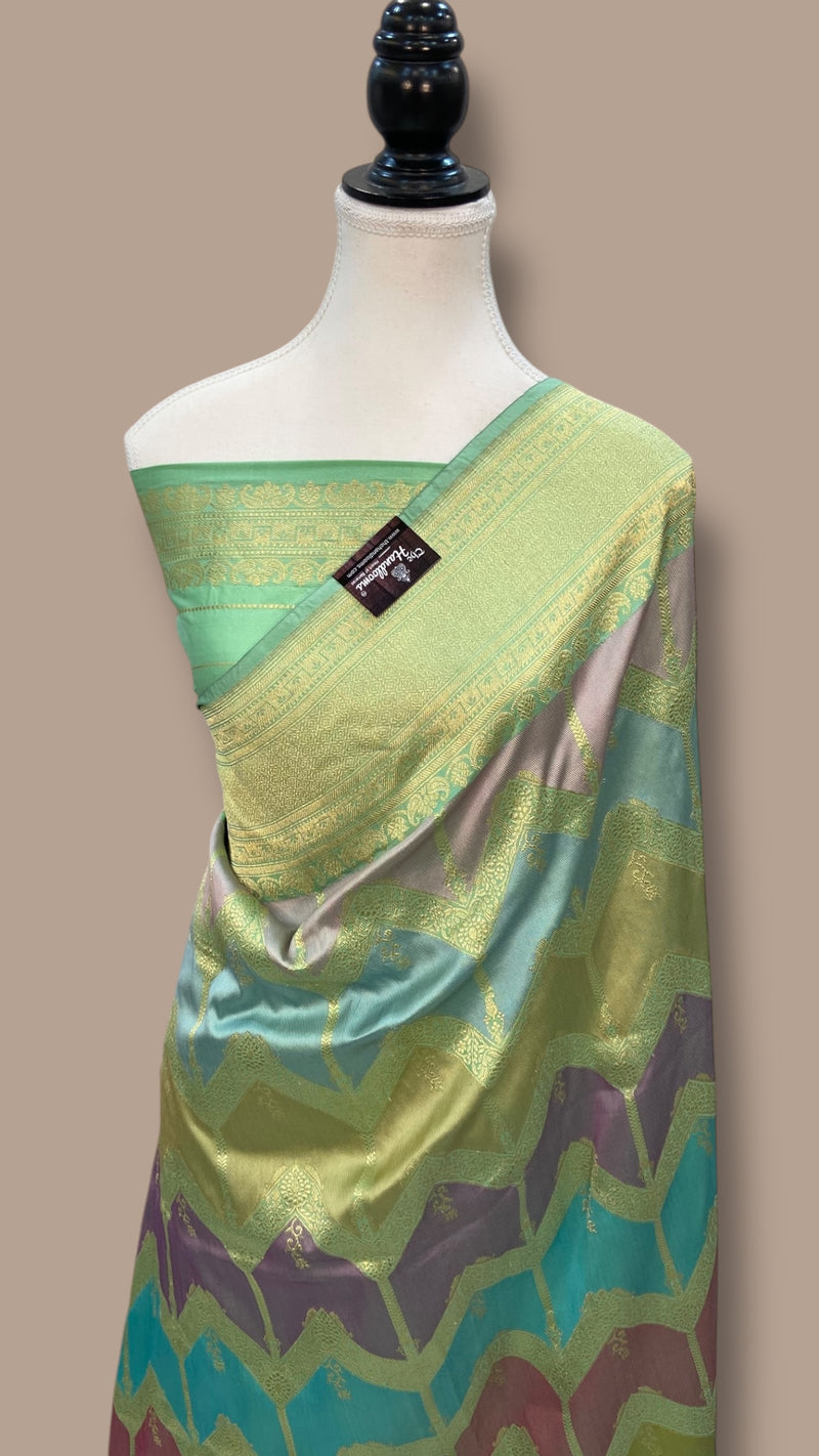 Ektara Pure Katan Silk Banarasi Handloom Saree - All over kadiyal Jaal work - The Handlooms