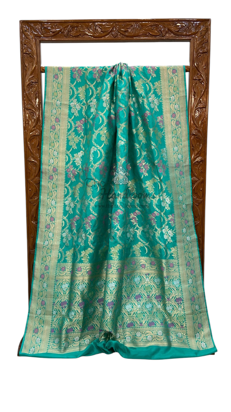 Pure Katan Silk Banarasi Handloom Saree - All over Jaal work - With Meenakari - The Handlooms