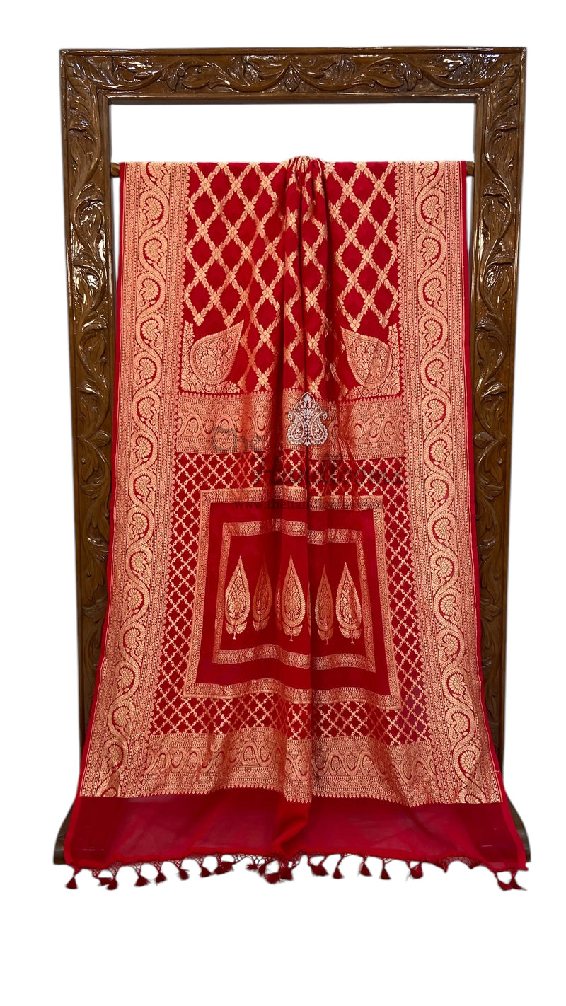 Pure Khaddi Georgette Banarasi Saree -  Gold zari - The Handlooms