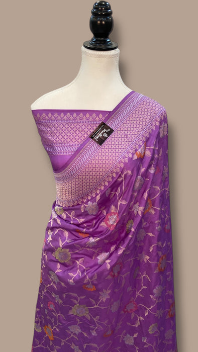 Ektara Pure Katan Silk Banarasi Handloom Saree - All over Sona Roopa Jaal Work