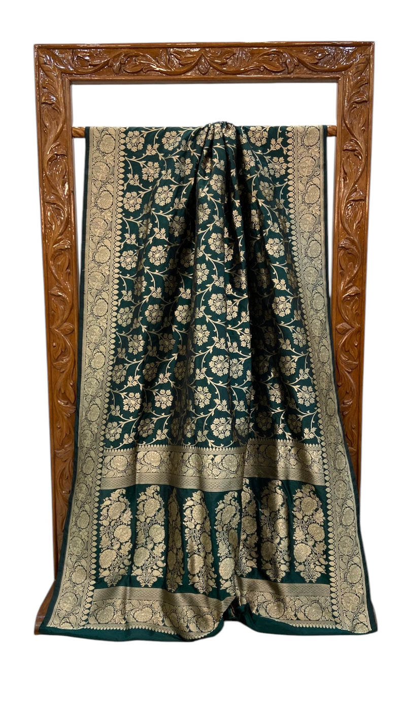 Pure Katan Silk Banarasi Handloom Saree - All Over Jaal Work - The Handlooms