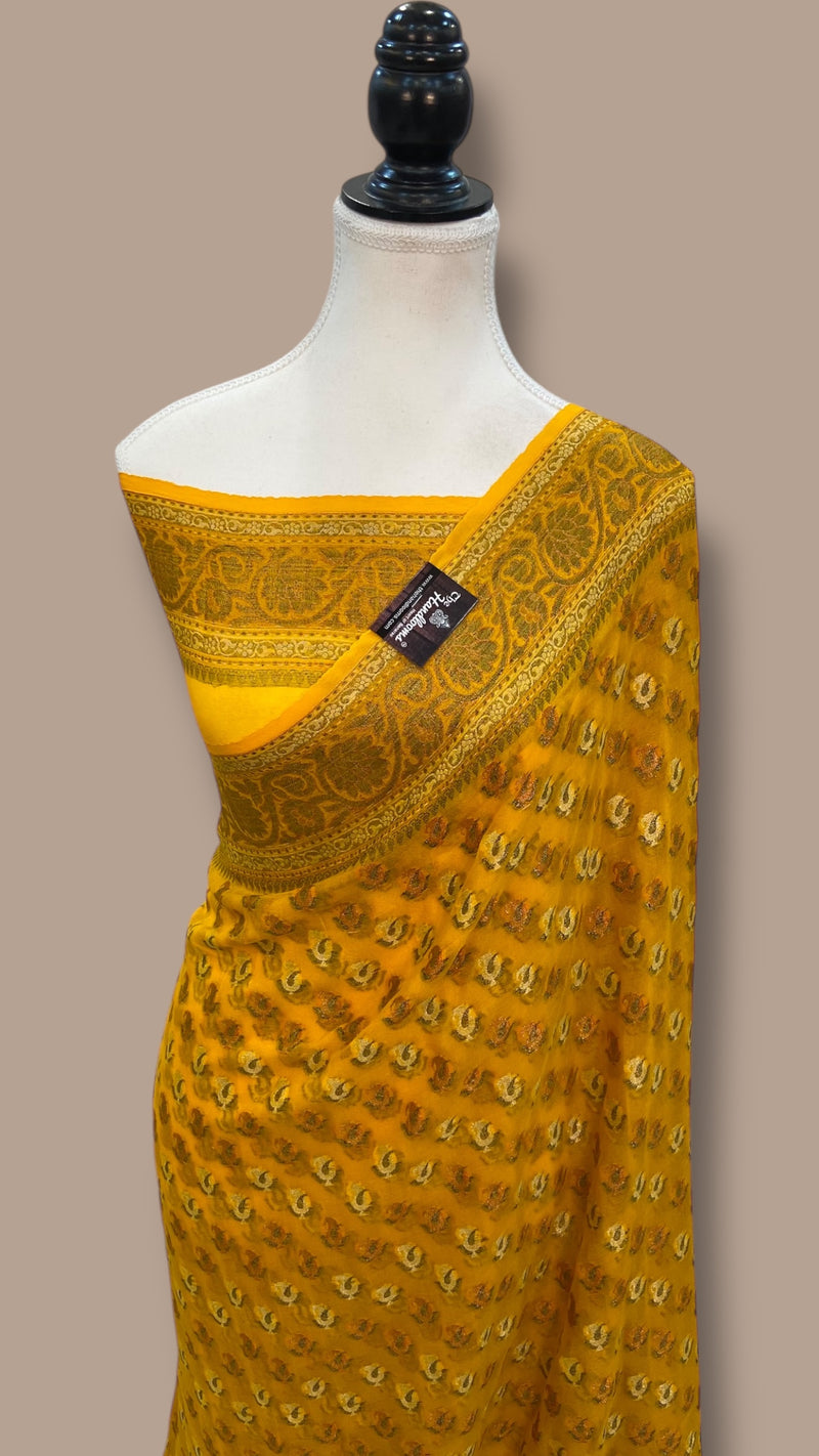 Pure Chiffon Khaddi Banarasi Saree - The Handlooms