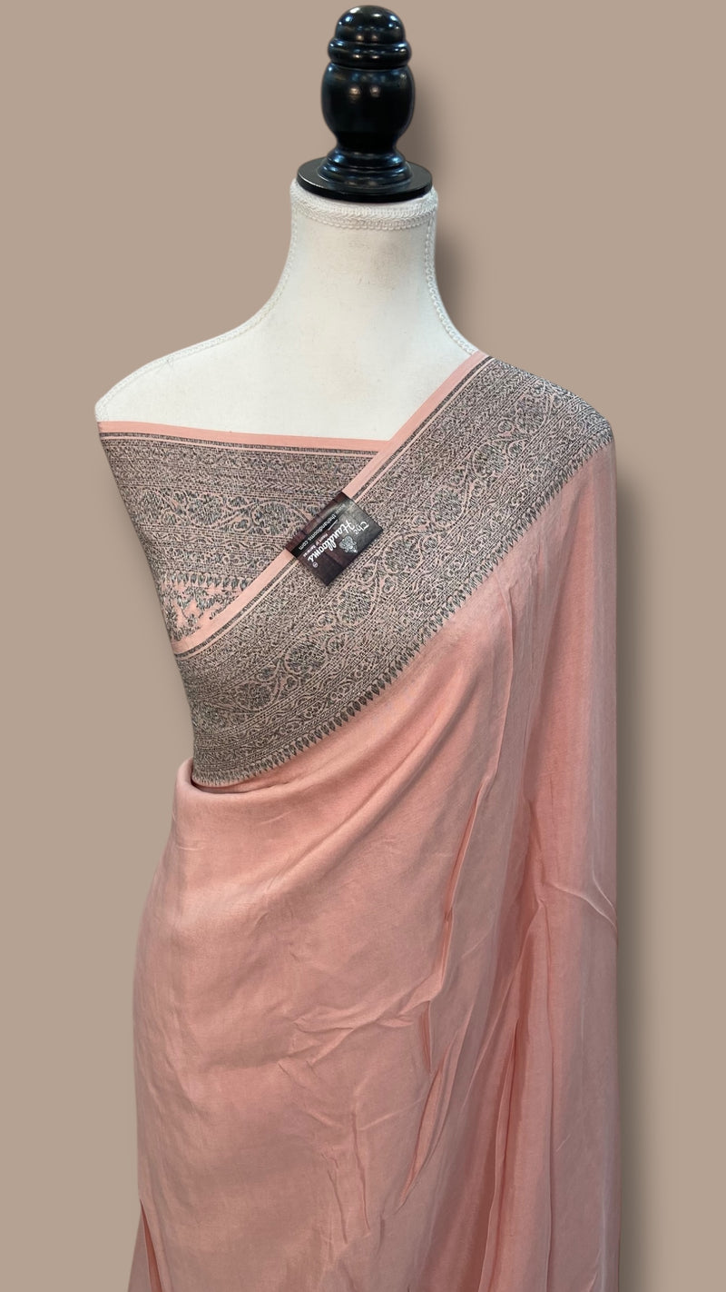 Pure Khaddi Crepe Georgette Handloom Banarasi Saree - The Handlooms