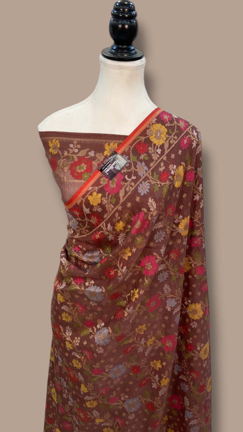 Pure Cotton Jamdani Handloom Banarasi Saree - The Handlooms