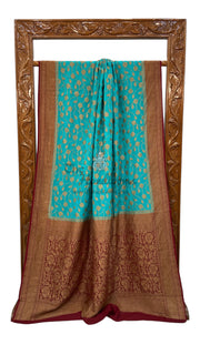 Khaddi Georgette Handloom Banarasi Saree - Antique Zari - The Handlooms