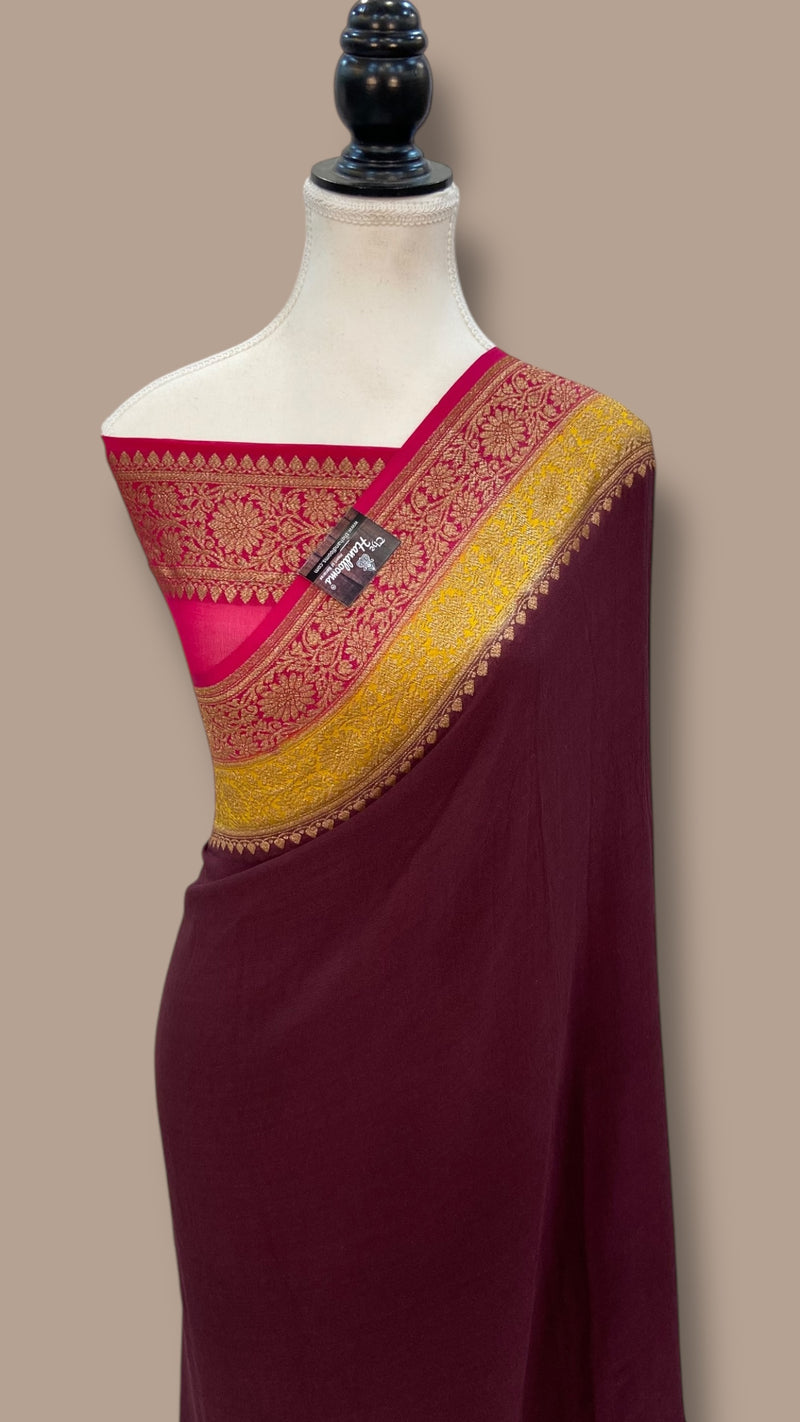Pure Khaddi Georgette Handloom Banarasi Saree - The Handlooms