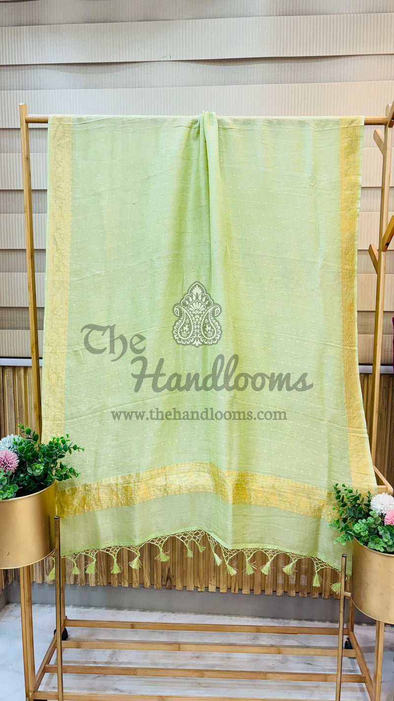 Pure Moonga handloom Dupatta Gold Zari - The Handlooms